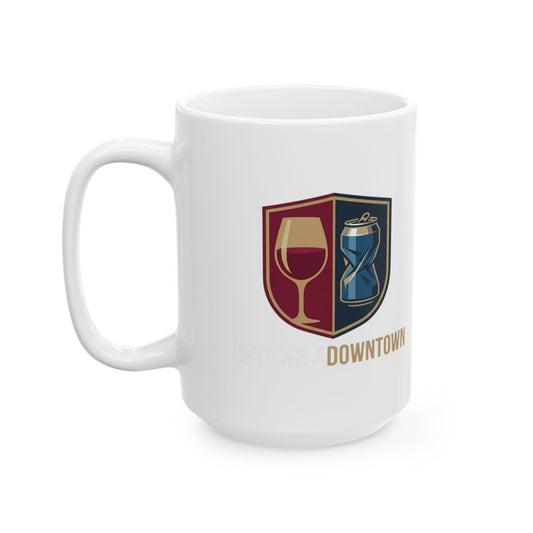 "Uptown-Downtown" White Ceramic Mug