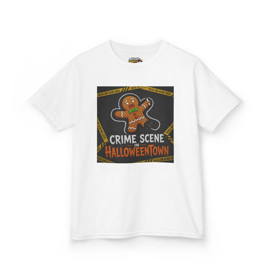 Color: White | Crime Scene in Halloweentown Kids Tee
