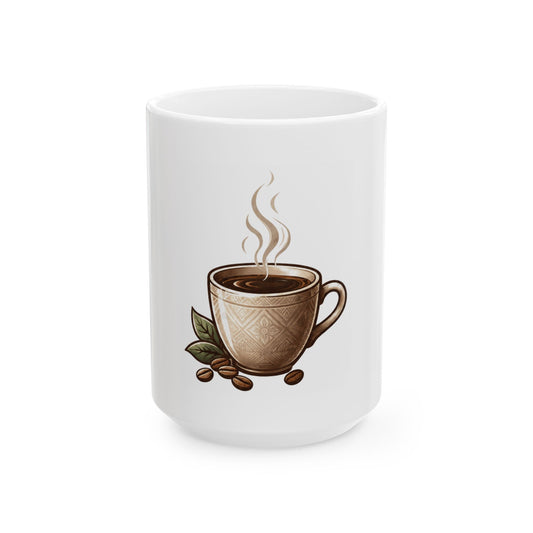 "Coffee is Delightsome" White Ceramic Mug — Graphic