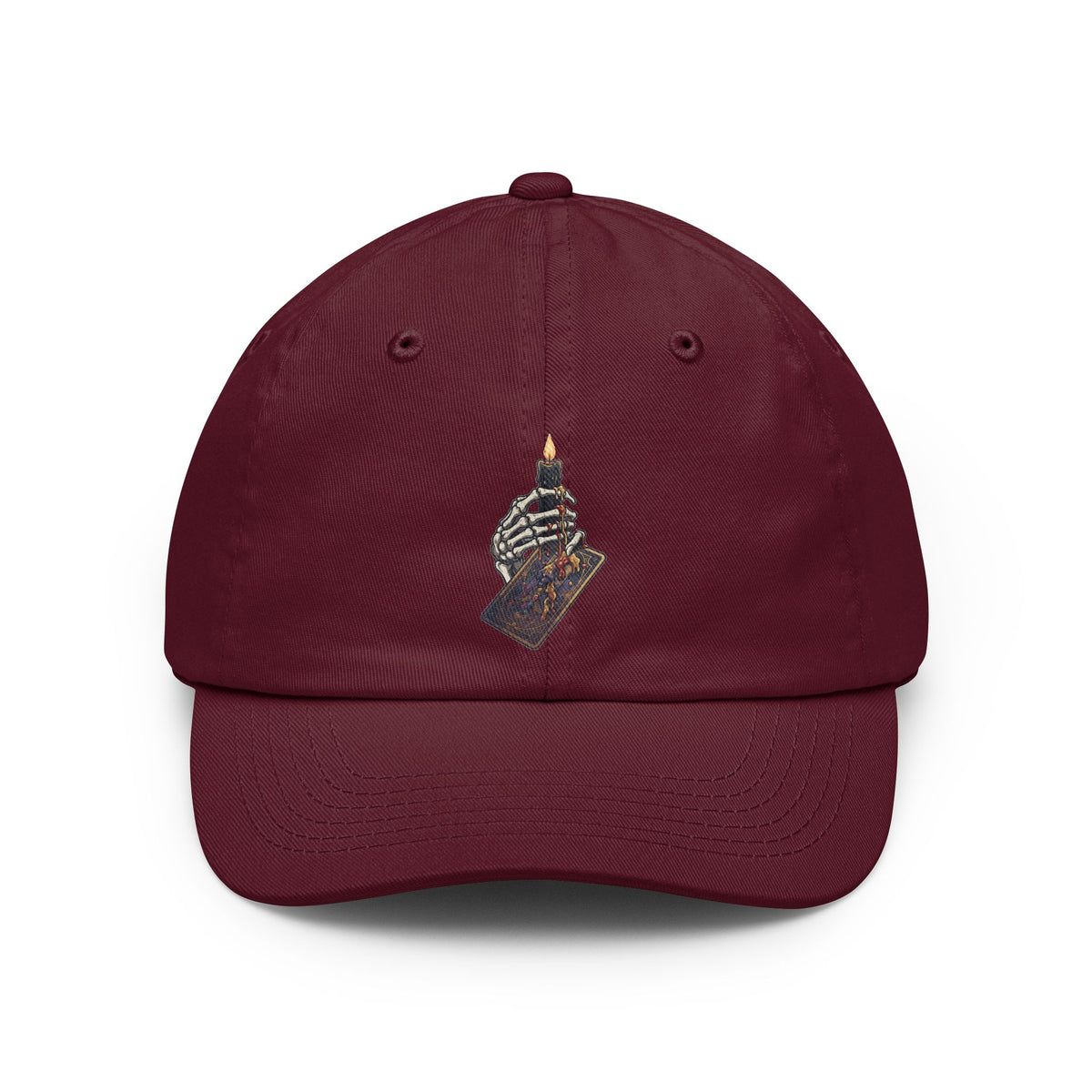 Color: Maroon | Skeletal Hand And Tarot Card Dad Hat