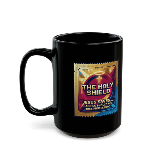 "Good Book Series The Holy Shield" Black Ceramic Mug