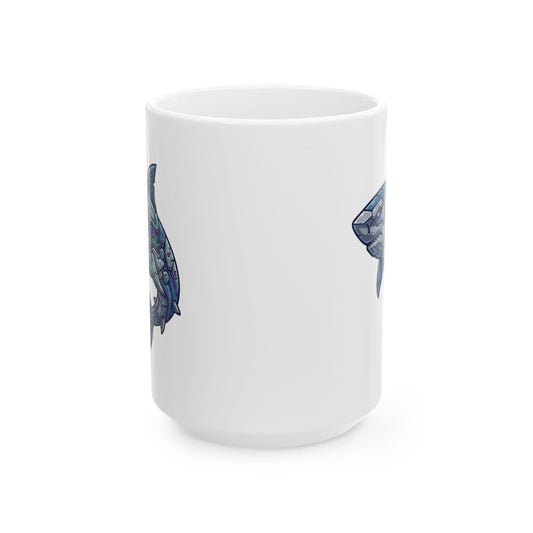 "Cyber Shark" White Ceramic Mug