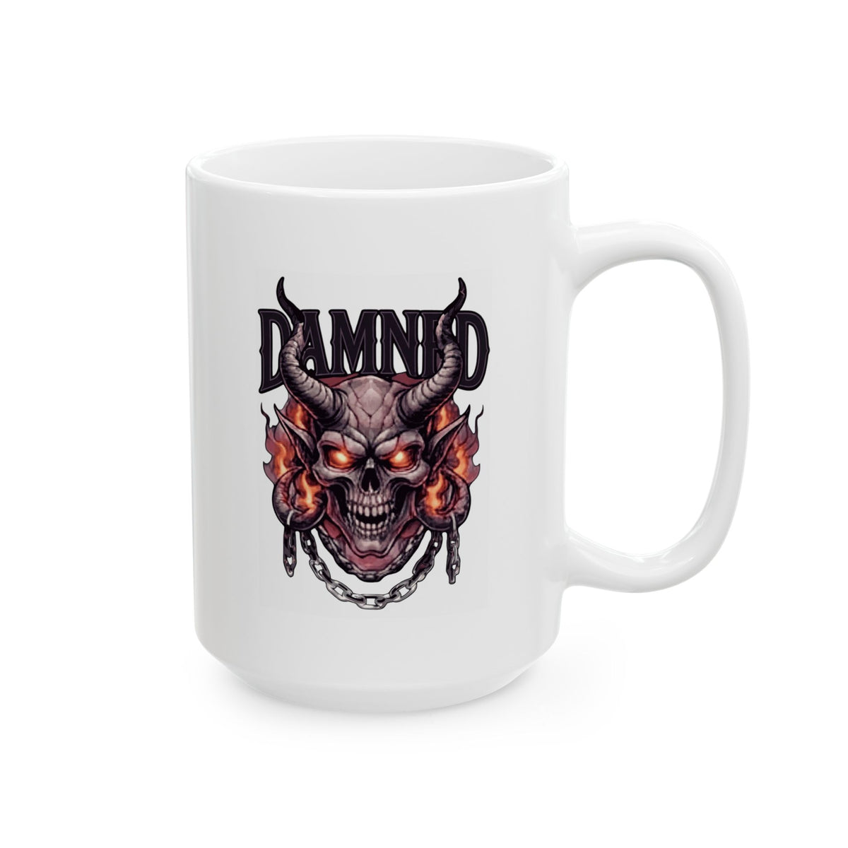 "Damned" White Ceramic Mug