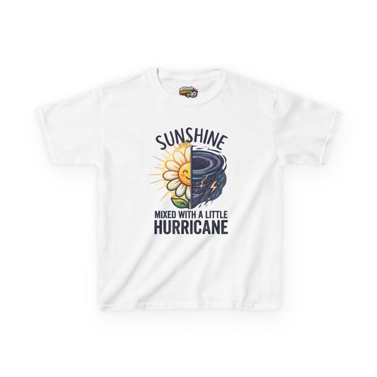 Color: White | Sunshine Mixed With A Little Hurricane Kids Tee
