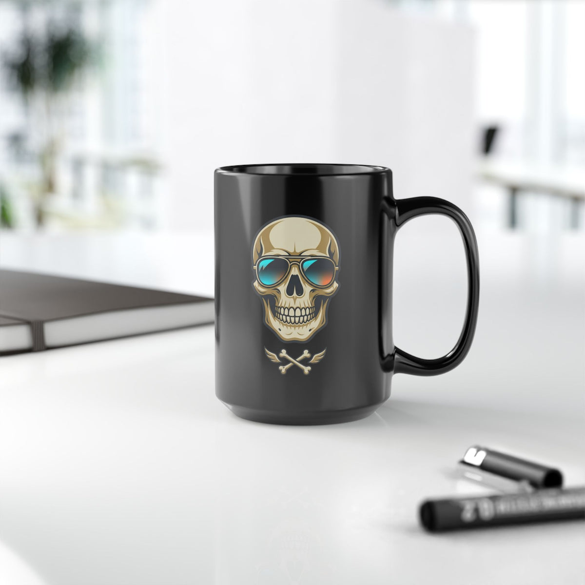 "Bad to the Bone Marrow" Black Ceramic Mug — Graphic
