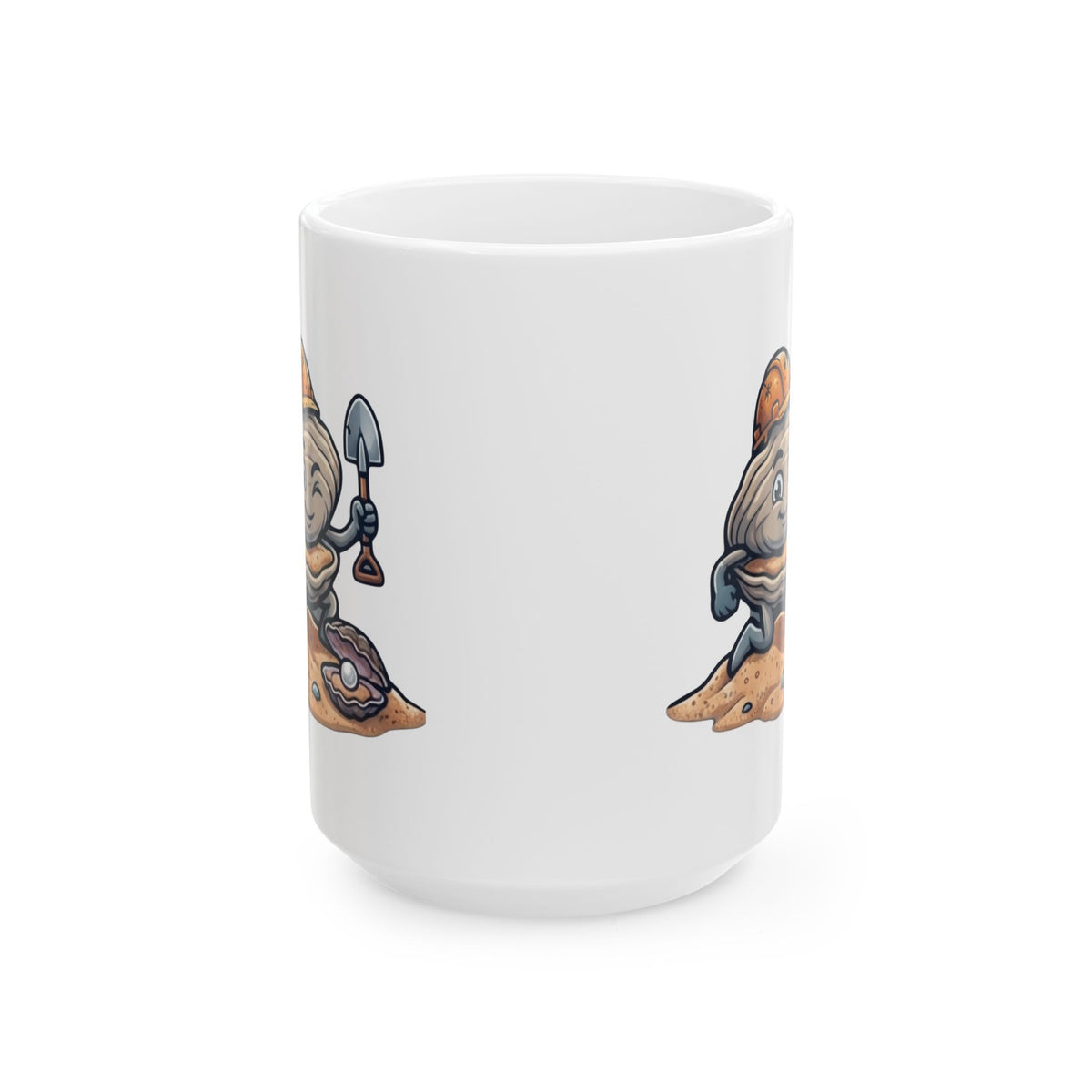 "Digging For The Big Pearl" White Ceramic Mug — Graphic