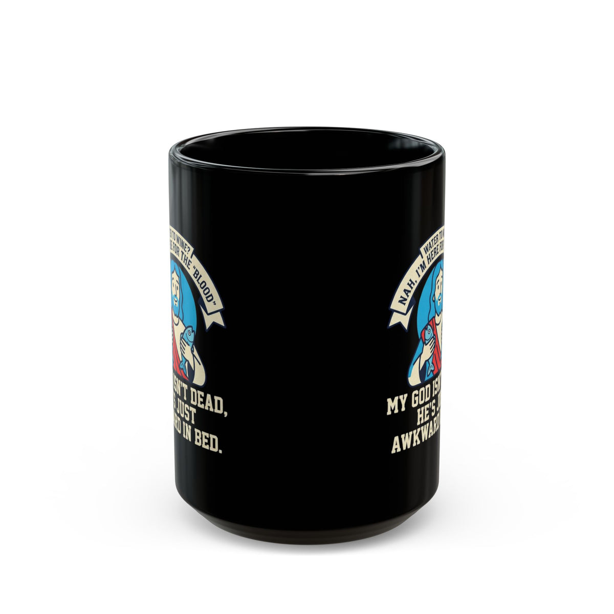 "Good Book Series Not Dead Awkward In Bed" Black Ceramic Mug