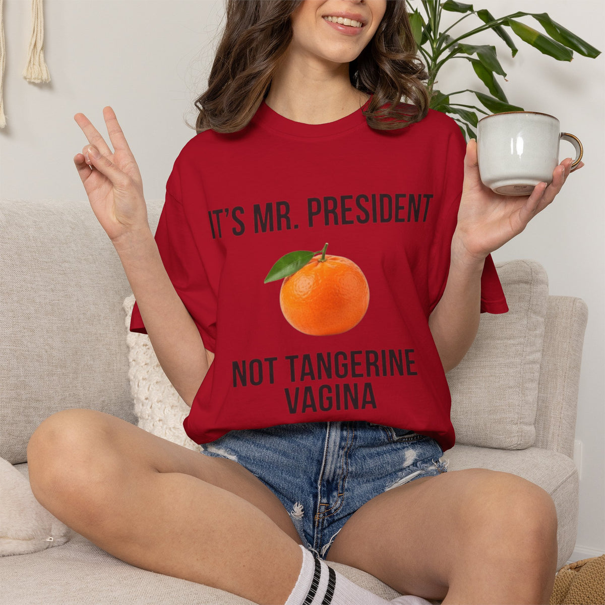 Color: Red | Tangerine Vagina Unisex Garment-Dyed Tee