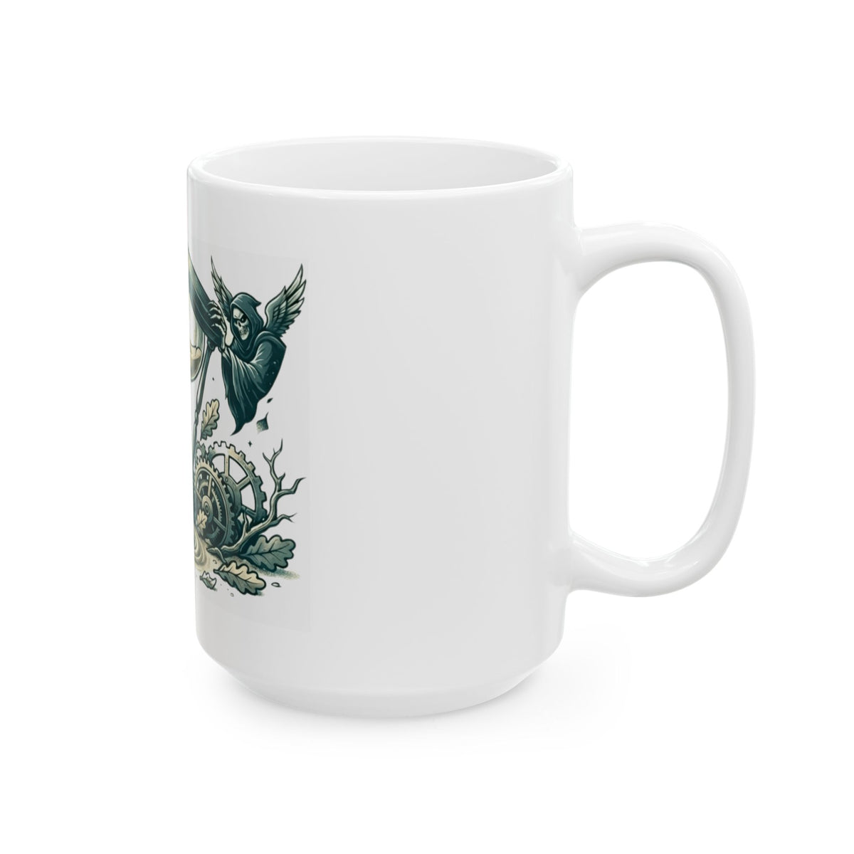 "Time is a Thief" White Ceramic Mug — Graphic