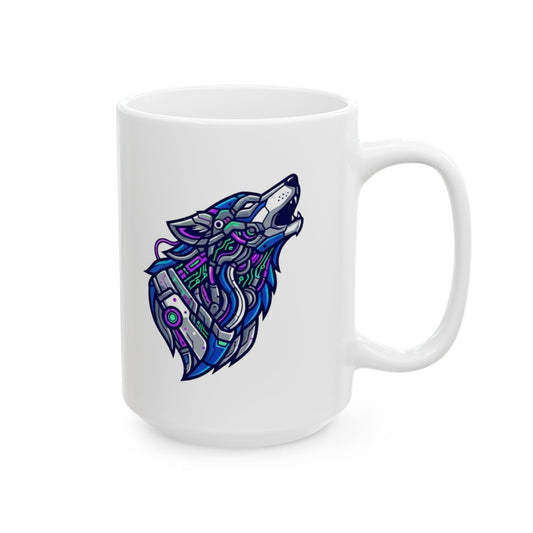 "Cyber Wolf" White Ceramic Mug