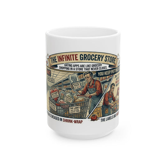 "Infinite Grocery Store" White Ceramic Mug
