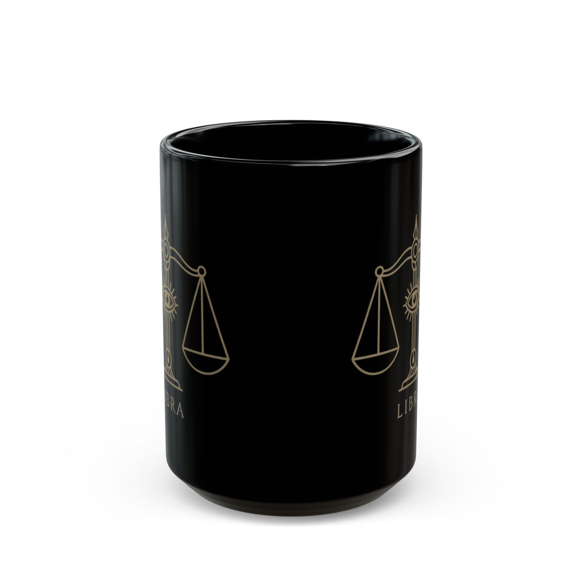 "Libra The Balanced Scales" Black Ceramic Mug — Graphic