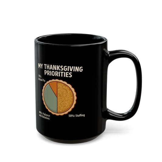 "My Thanksgiving Priorites" Black Ceramic Mug