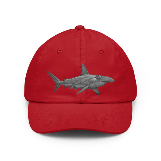 Color: Red | Pencil Sketch Art Hammerhead Shark Dad Hat