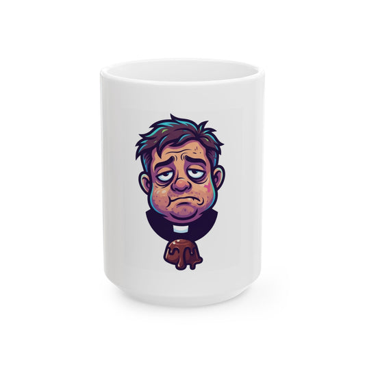 "Forgive Me Father Too Much Candy" White Ceramic Mug — Graphic