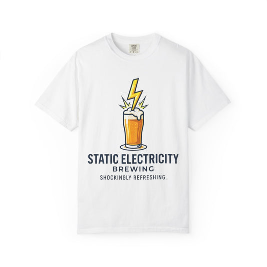 Color: White | Static Electricity Brewing Unisex Garment-Dyed Tee