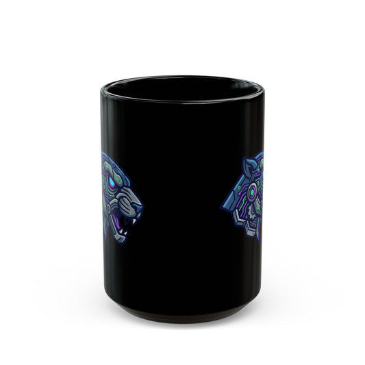 "Cyber Panther" Black Ceramic Mug — Graphic