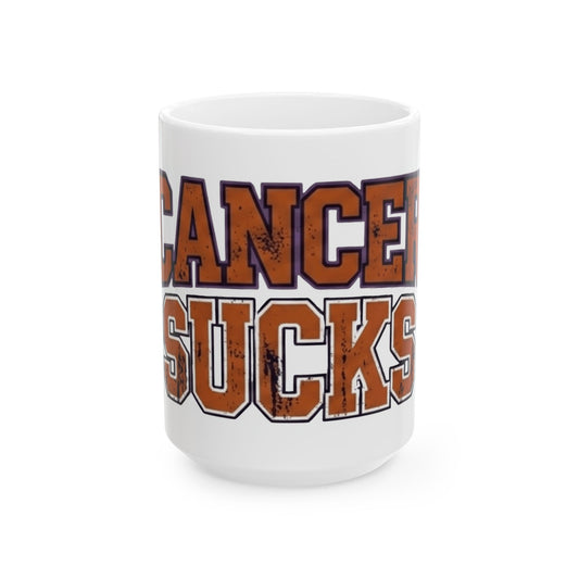 "Cancer Sucks" White Ceramic Mug