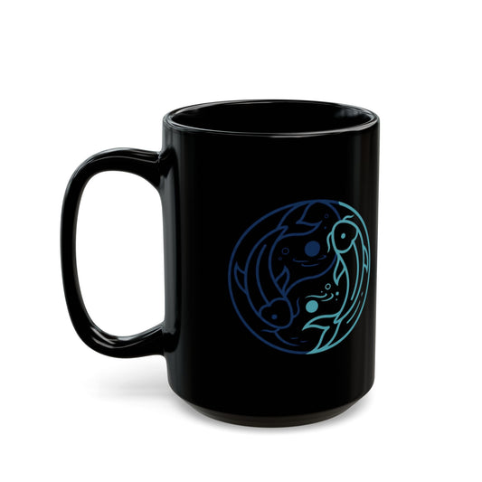 "Yin Yang Pisces" Black Ceramic Mug — Graphic