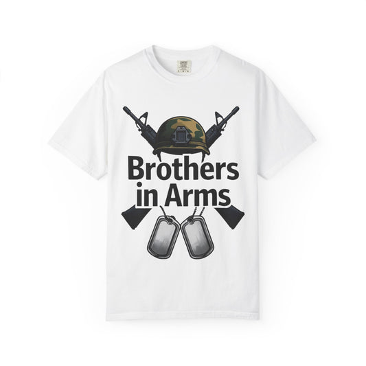 Color: White | Brothers in Arms Unisex Garment-Dyed T-shirt