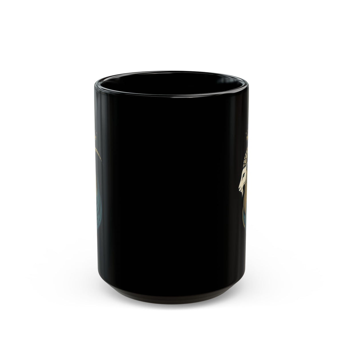 "Capricorn- The Sea-Goat Crest" Black Ceramic Mug — Graphic