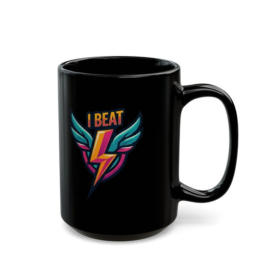 "I Beat Cancer - What is Your Superpower" Black Ceramic Mug — Graphic