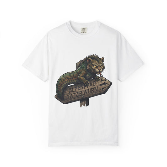 Color: White | Tatzelwurm (Alpine Europe) Unisex Garment-Dyed Tee