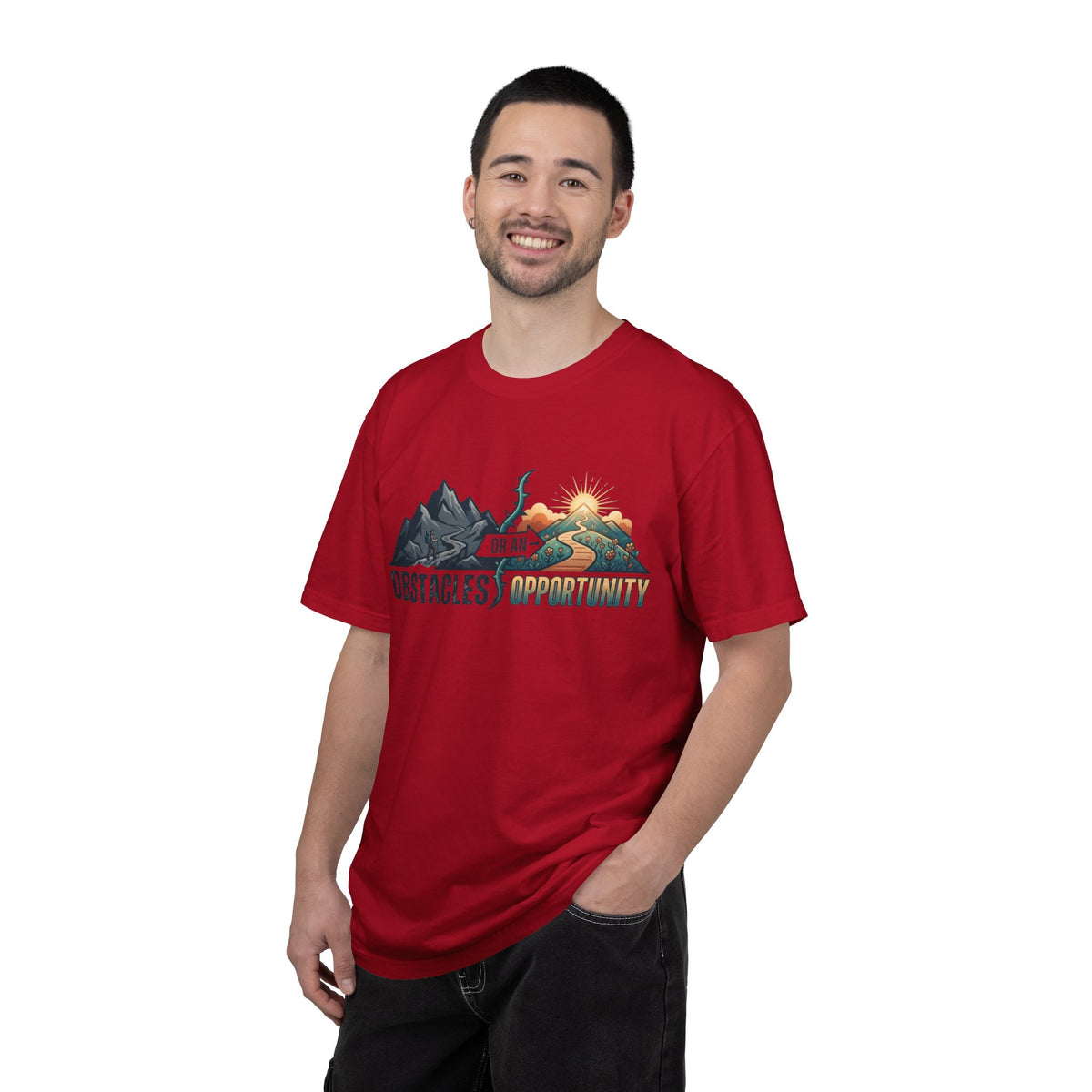 Color: Red | Obstacle Or An Opportunity Unisex Garment-Dyed Tee