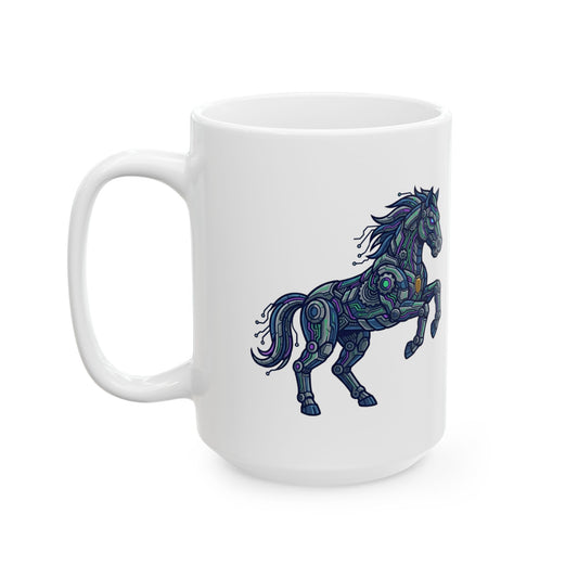 "Cyber Mustang" White Ceramic Mug