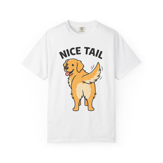 Color: White | Nice Tail Unisex Garment-Dyed Tee