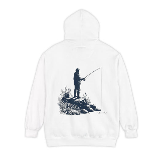 Color: White | Fishing Garment-Dyed Hoodie