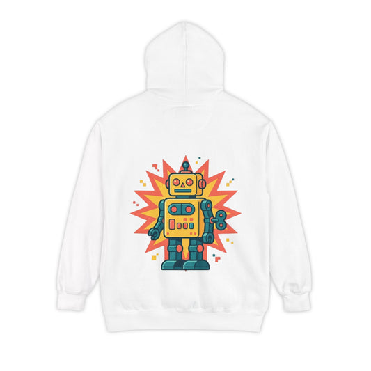 Color: White | Toy Robot Garment-Dyed Hoodie