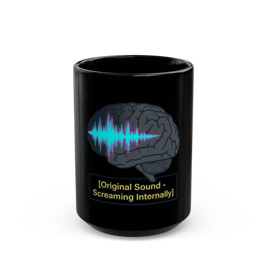 "Screaming Internally" Black Ceramic Mug