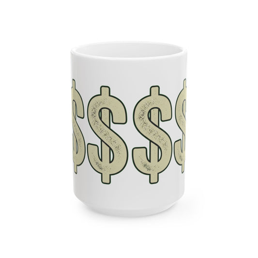 "Technically Wealthy" White Ceramic Mug — Graphic