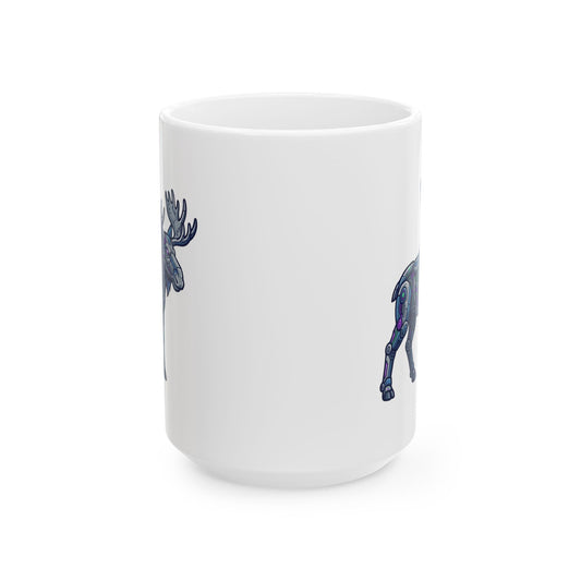 "Cyber Moose" White Ceramic Mug