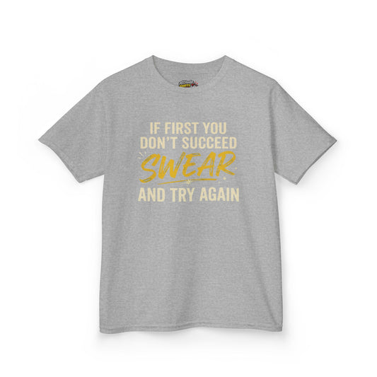 Color: Sport Grey | Swear And Try Again Kids Tee