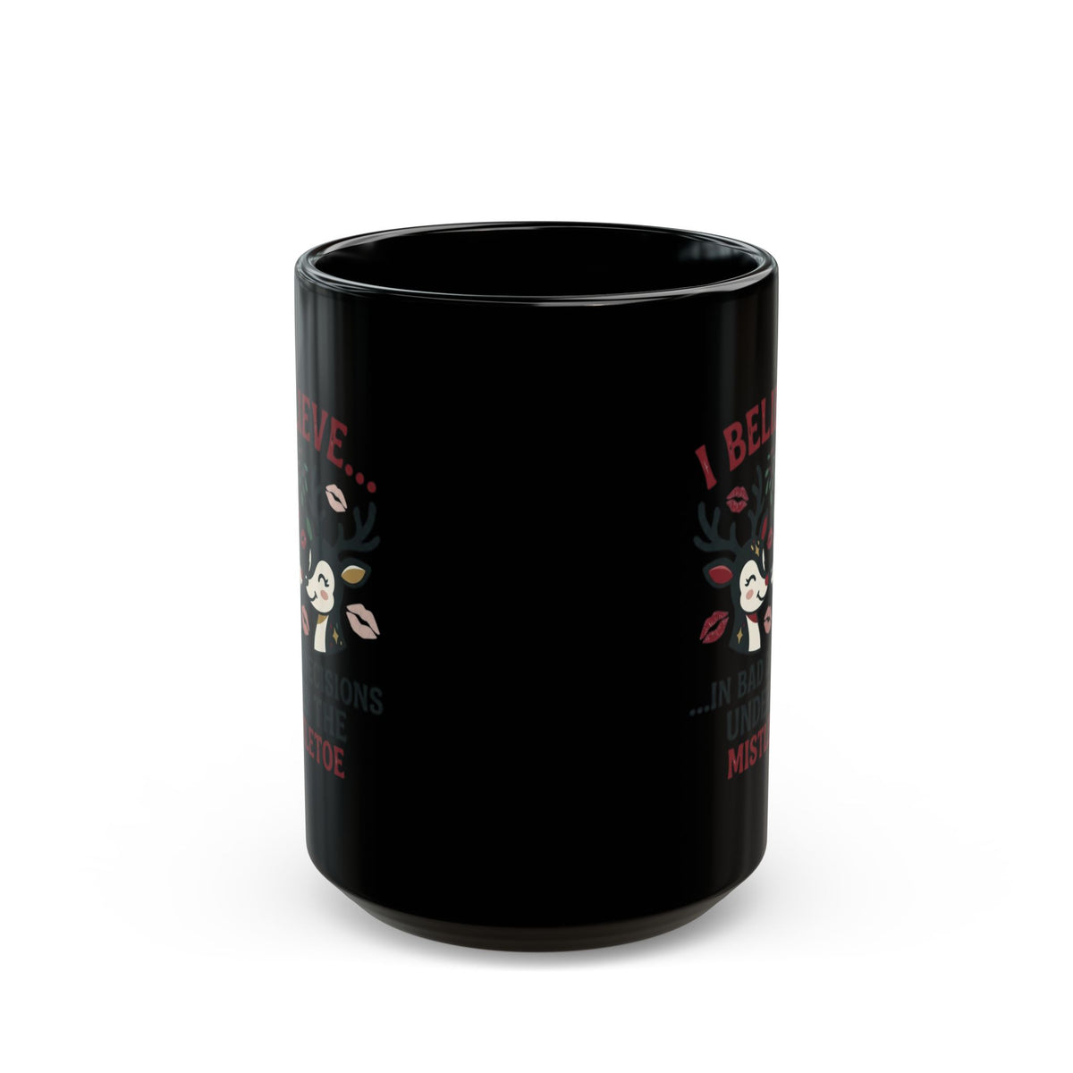 "Bad Decisions Under the Mistletoe" Black Ceramic Mug