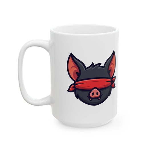 "Blind, Drunk, and Swinging" White Ceramic Mug — Graphic