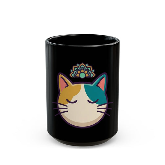"Cat CALM" Black Ceramic Mug — Graphic