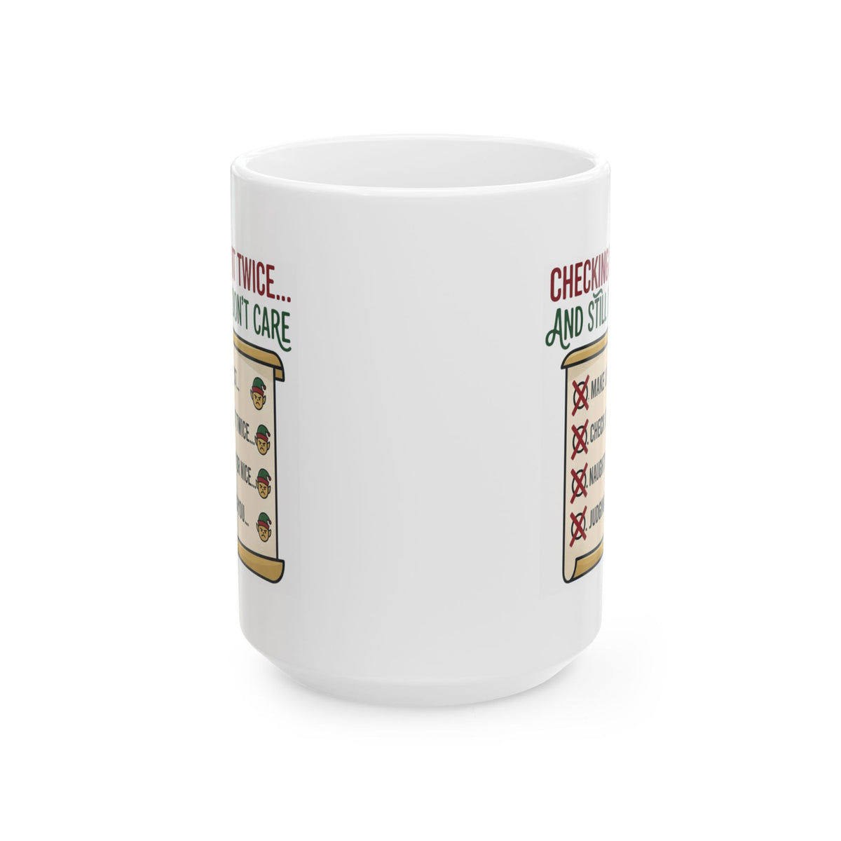 "Checking It Twice" White Ceramic Mug
