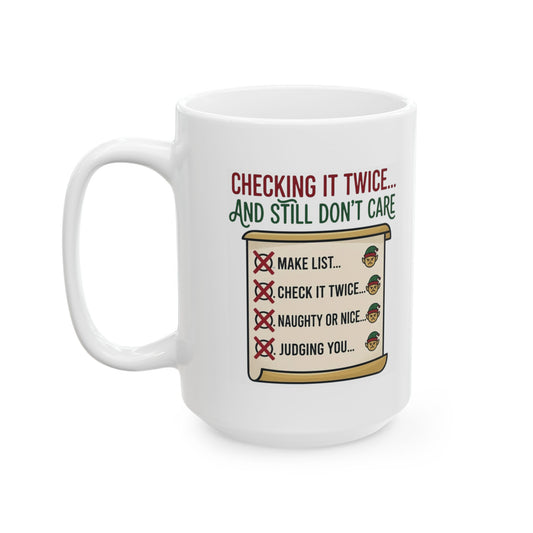 "Checking It Twice" White Ceramic Mug