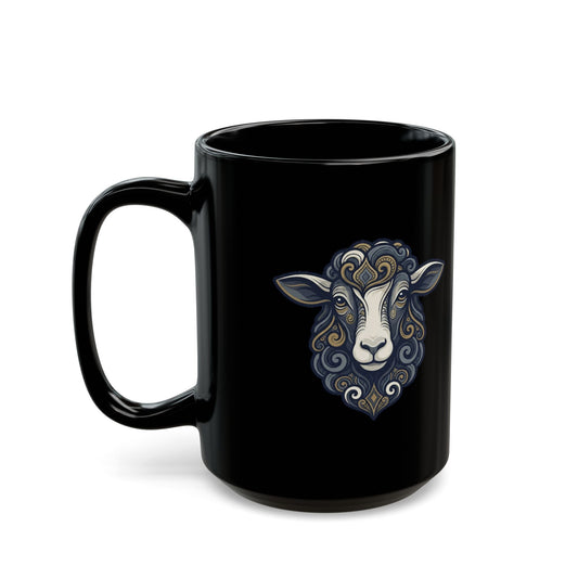 "Barnyard Sheep" Black Ceramic Mug — Graphic