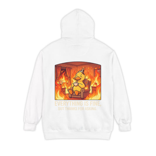 Color: White | Everything Is Okay Garment-Dyed Hoodie