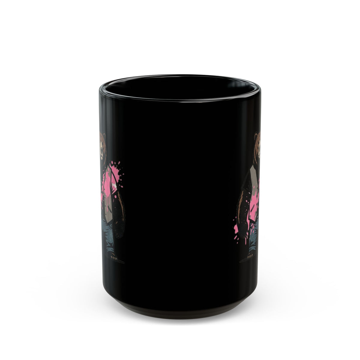 "Real Men Eat Pink" Black Ceramic Mug — Graphic