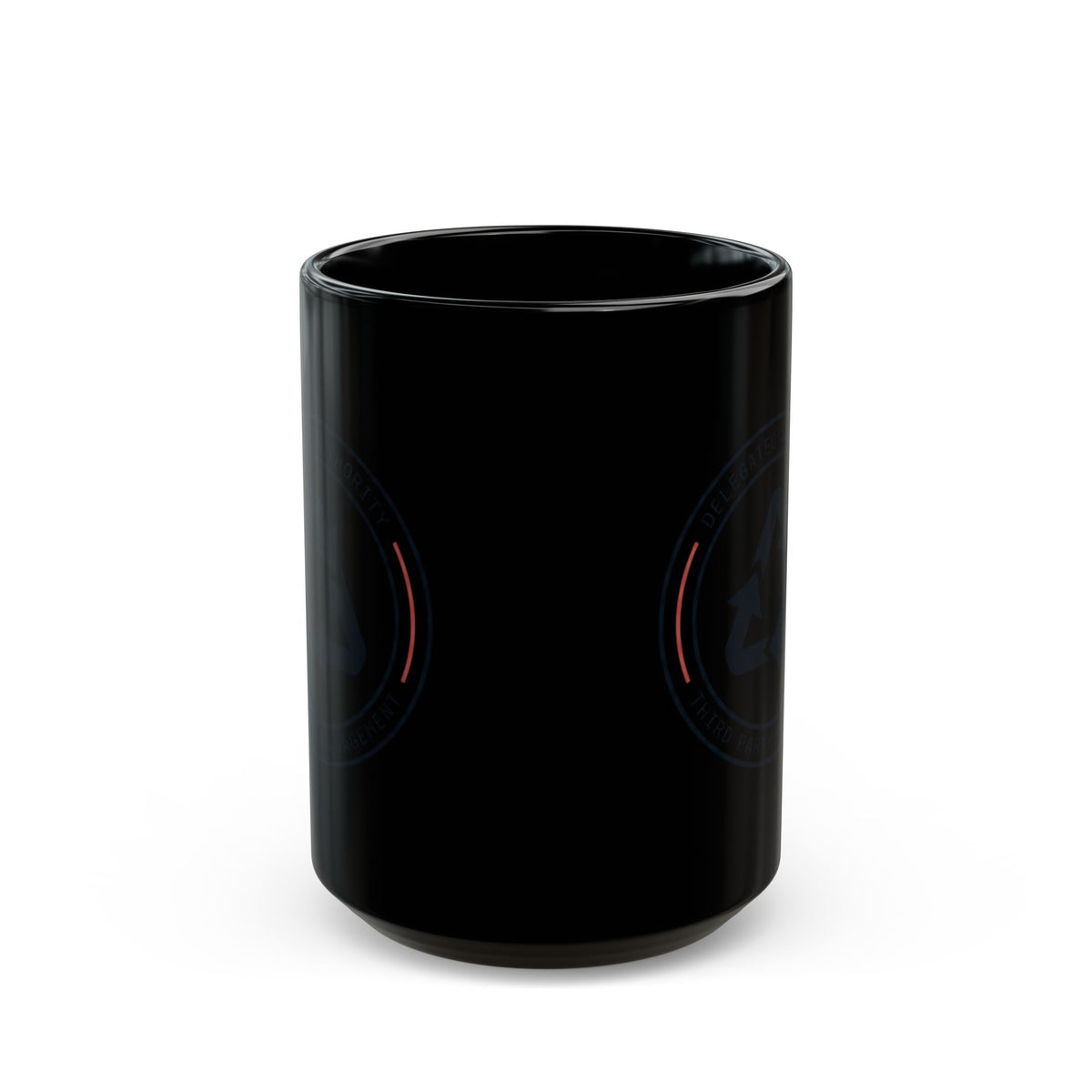 "Managed Entirely By Third Parties" Black Ceramic Mug — Graphic