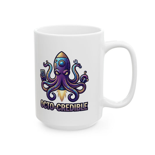 "Octo Credible" White Ceramic Mug