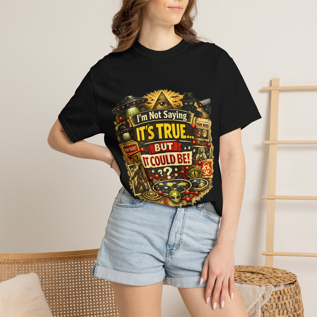Color: Black | Just Sayin' Plausible Deniability Tee | Garment-Dyed Tee — AttitudeShirts
