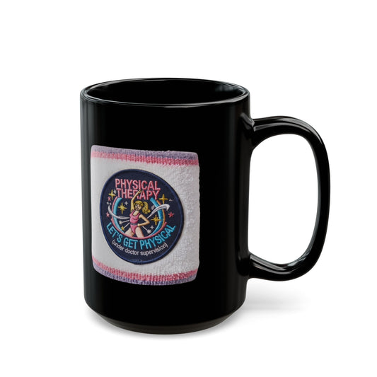 "Let's Get Physical" Black Ceramic Mug