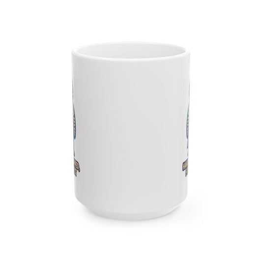 "Hardly Wrapped, Fully Erect" White Ceramic Mug