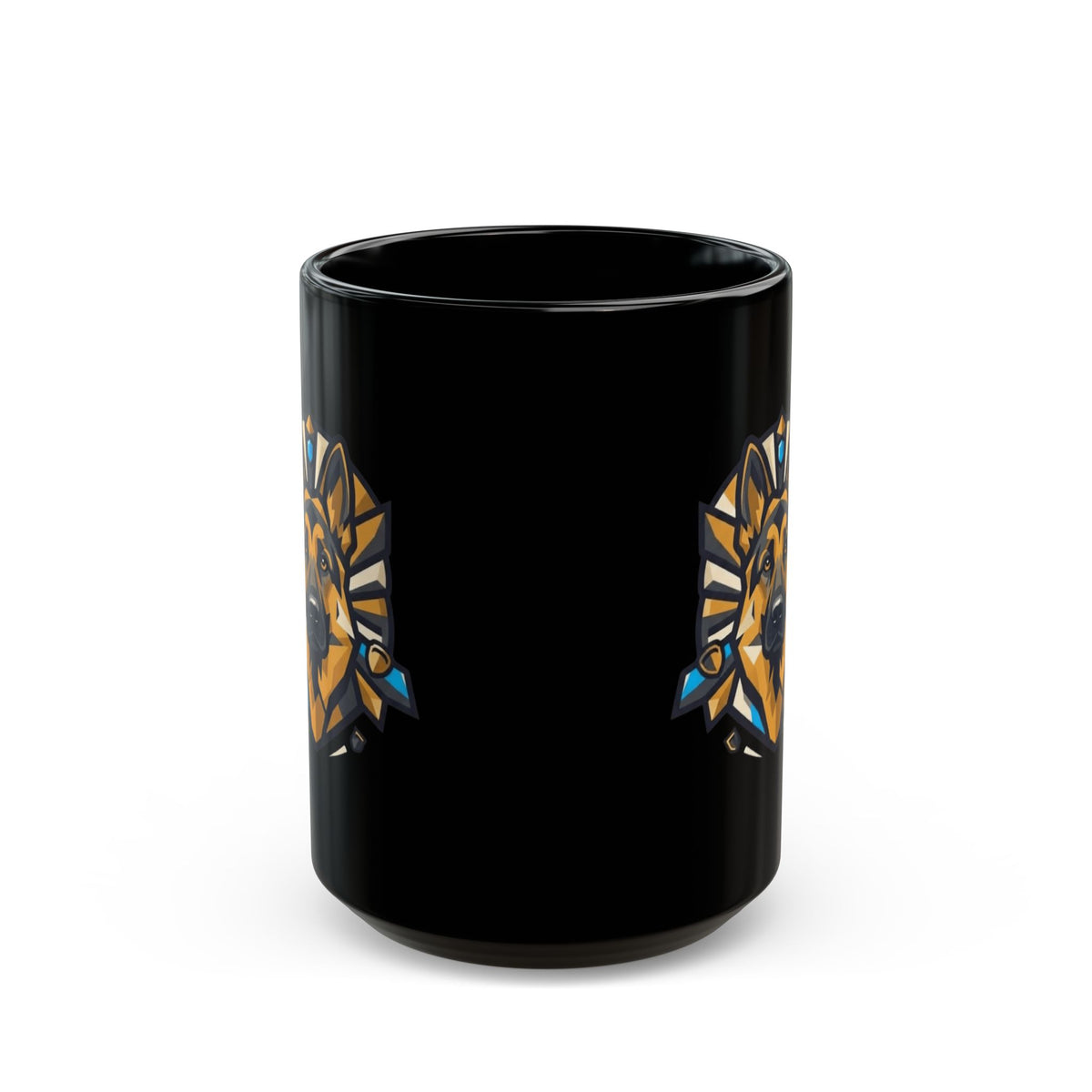 "German Shepherd Guardian Loyal Brave" Black Ceramic Mug — Graphic